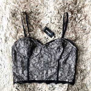 NWT! Express Black Eyelash Lace Bustier Top